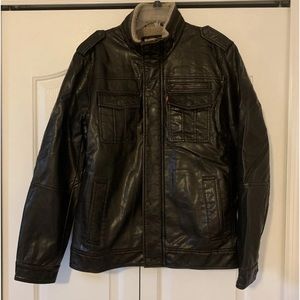 Levi’s Men’s Brown Faux Leather Sherpa Lined Aviator/Bomber Jacket size Medium